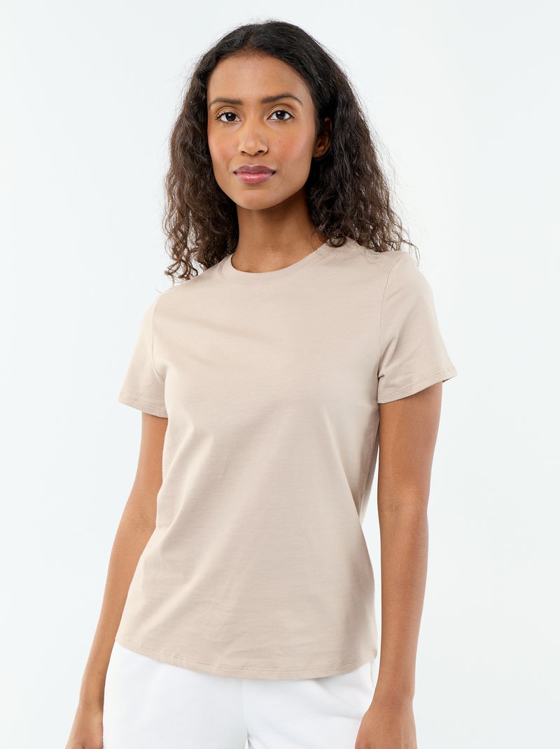 T-shirt de malha de manga curta Bege - Kiabi