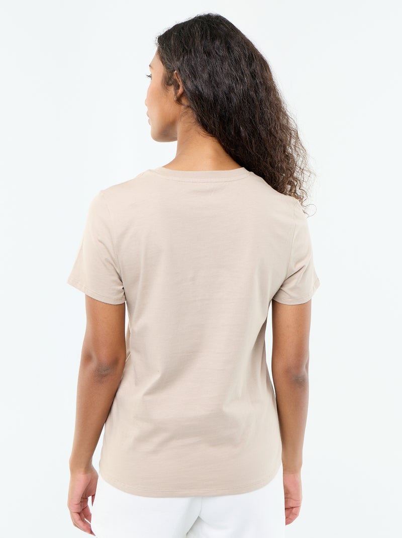 T-shirt de malha de manga curta Bege - Kiabi