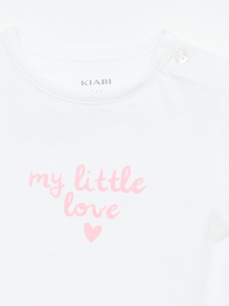 T-shirt de malha de manga curta Branco - Kiabi
