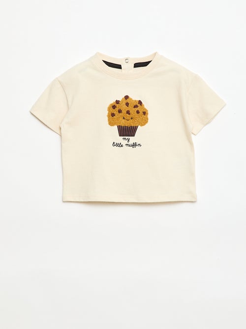 T-shirt de malha de manga curta com bolso no peito estampado - Kiabi