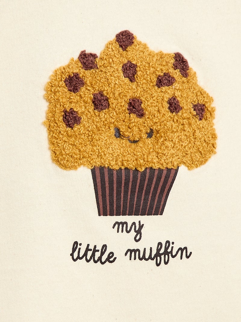 T-shirt de malha de manga curta com bolso no peito estampado Branco - Kiabi