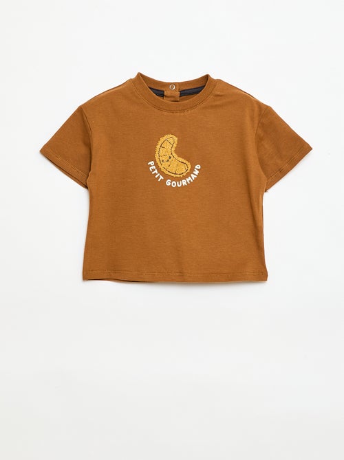 T-shirt de malha de manga curta com bolso no peito estampado - Kiabi