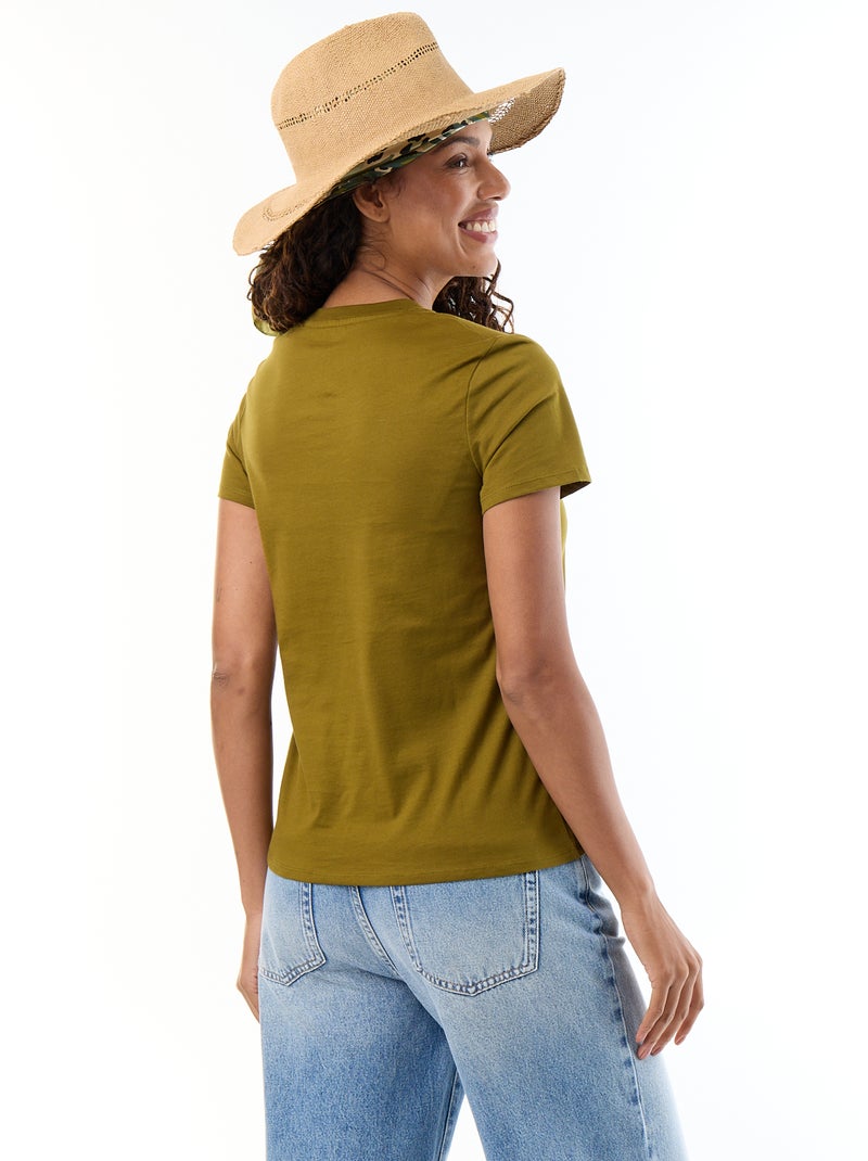 T-shirt de malha de manga curta Verde - Kiabi