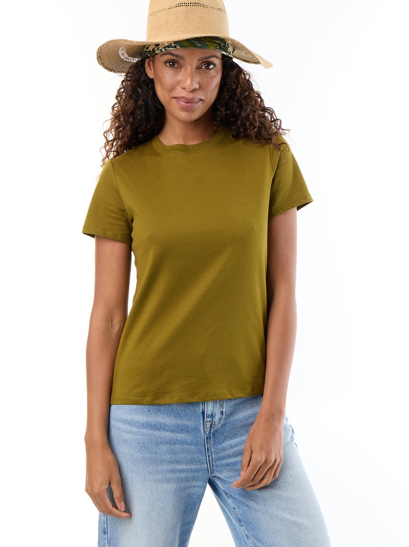 T-shirt de malha de manga curta Verde - Kiabi