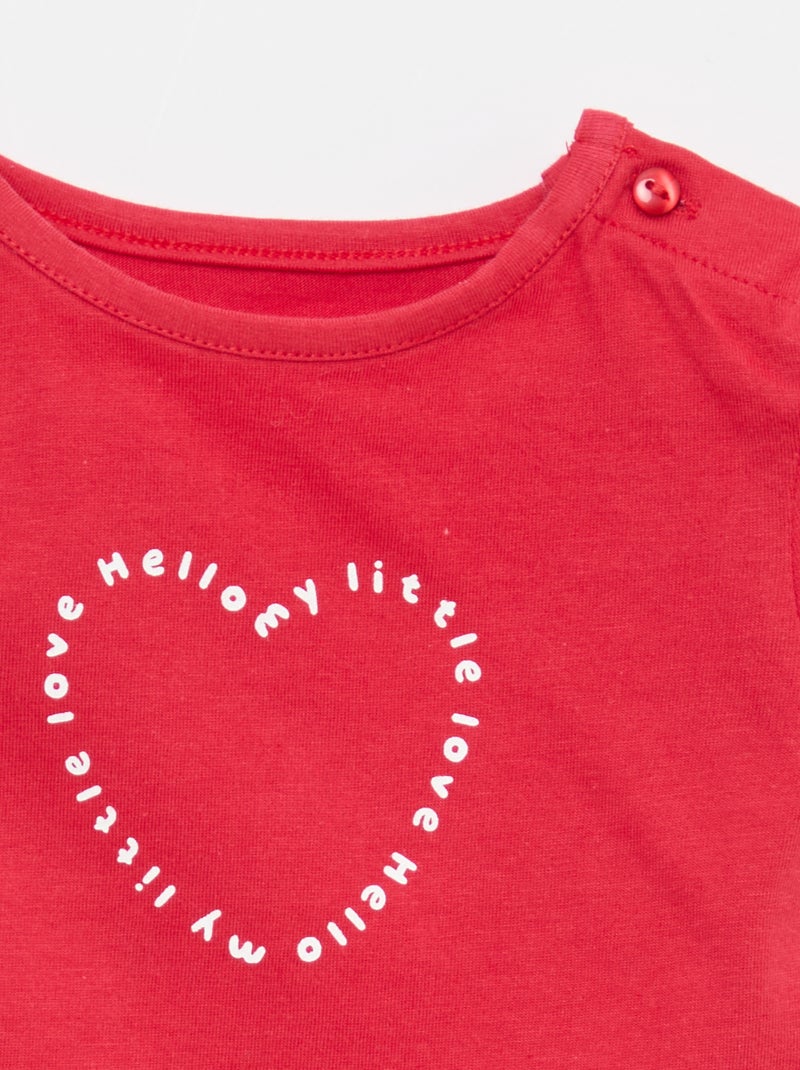 T-shirt de malha de manga curta Vermelho - Kiabi