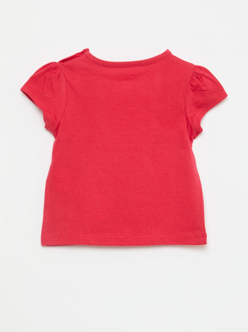T-shirt de malha de manga curta Vermelho - Kiabi
