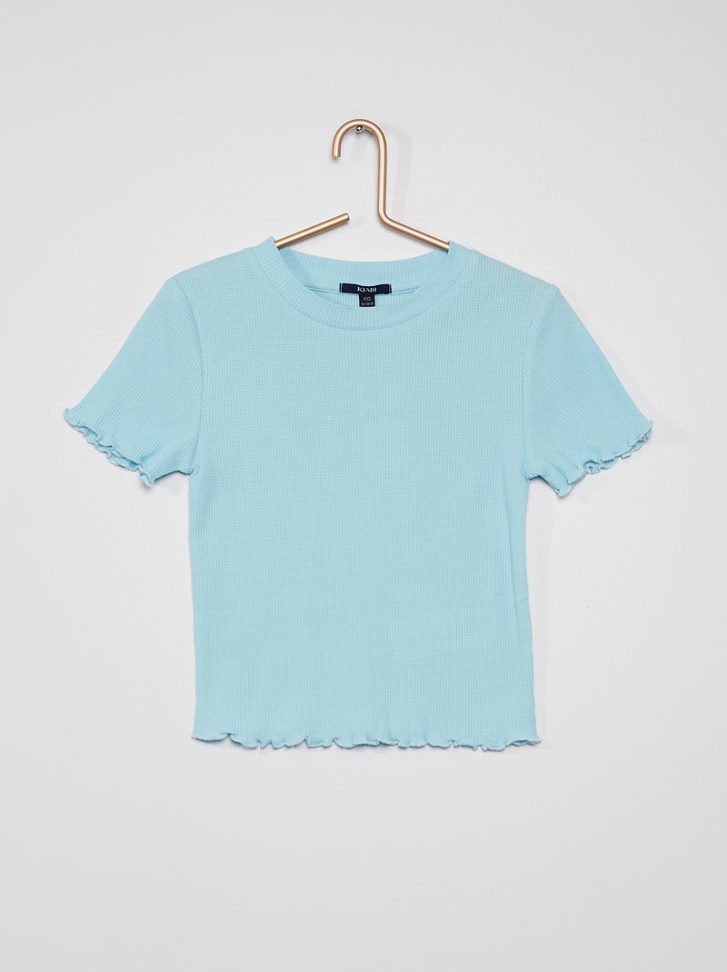 T-shirt de malha gofrada AZUL - Kiabi