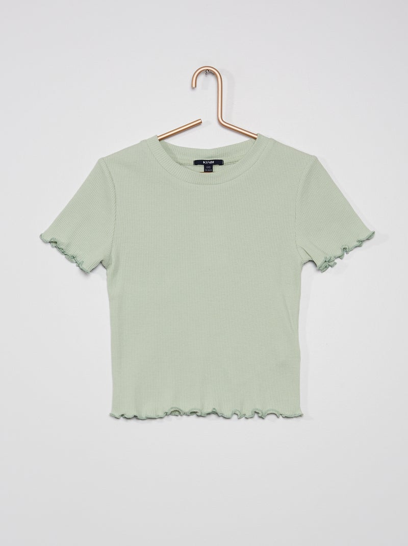 T-shirt de malha gofrada VERDE - Kiabi
