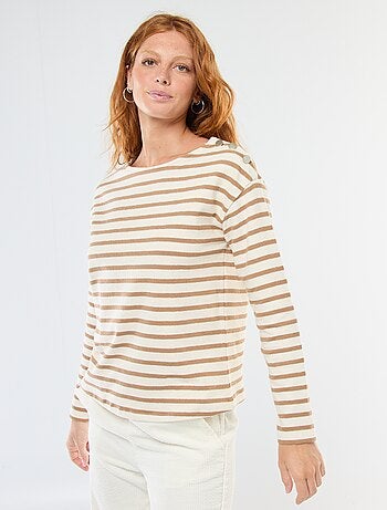 T-shirt de malha grossa de mangas compridas com riscas all-over