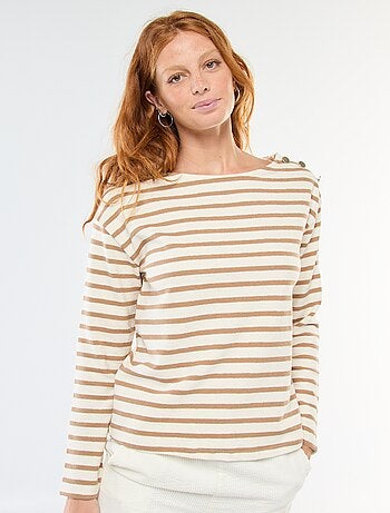 T-shirt de malha grossa de mangas compridas com riscas all-over