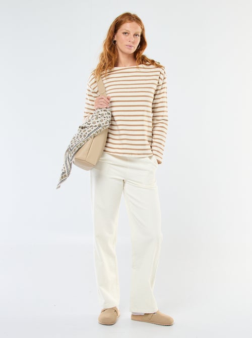 T-shirt de malha grossa de mangas compridas com riscas all-over - Kiabi