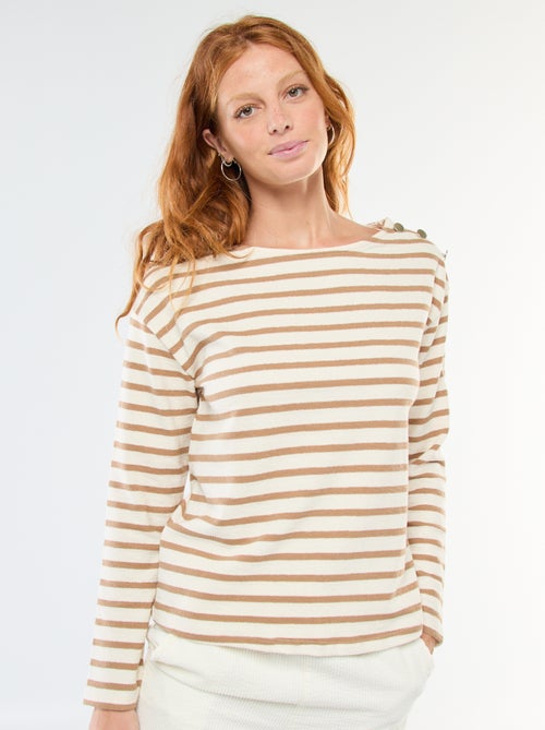 T-shirt de malha grossa de mangas compridas com riscas all-over - Kiabi