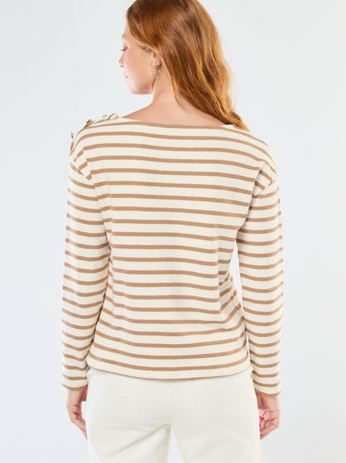T-shirt de malha grossa de mangas compridas com riscas all-over - Kiabi