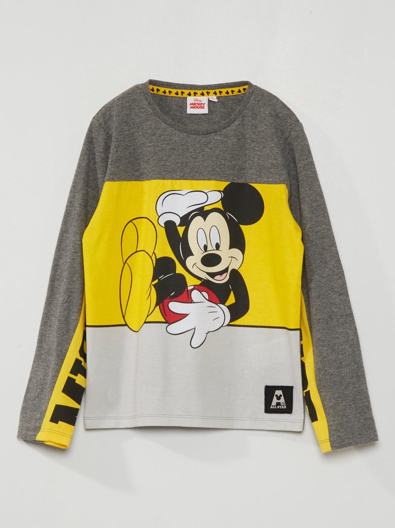 T-shirt de malha jersey 'Mickey' Cinza/ Amarelo - Kiabi