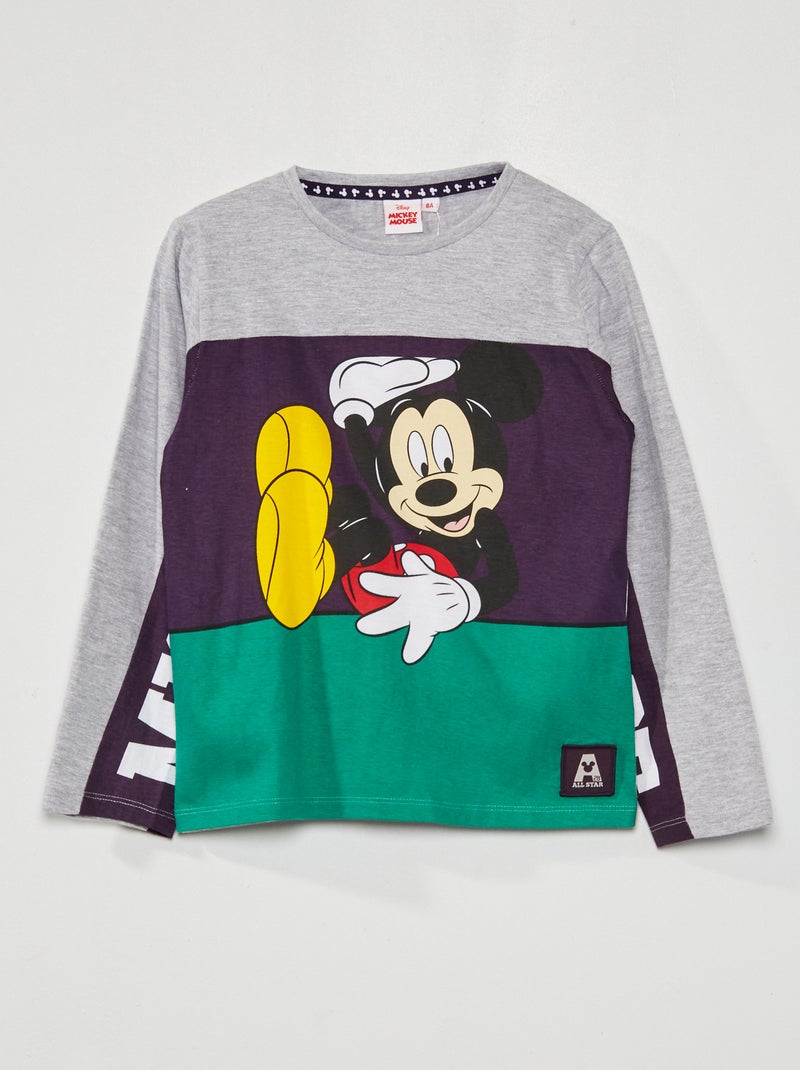 T-shirt de malha jersey 'Mickey' Cinza/ Verde - Kiabi