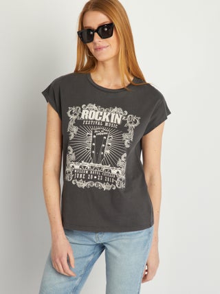 T-shirt de malha jersey 'rock'