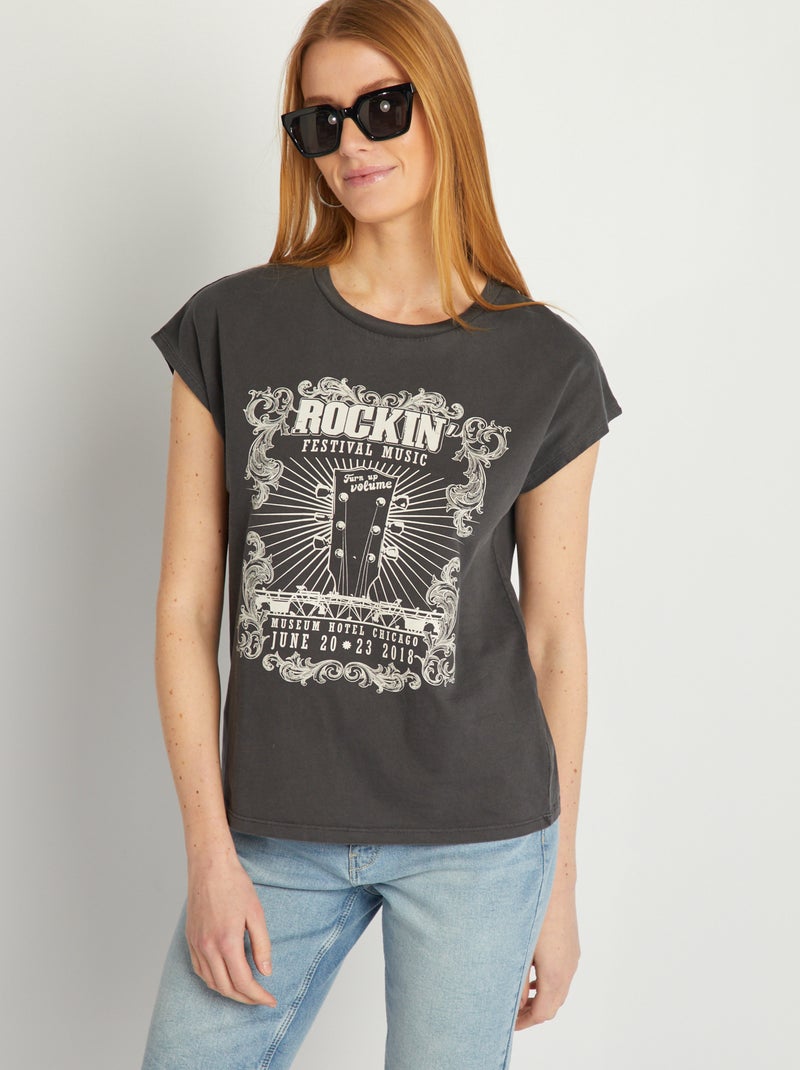 T-shirt de malha jersey 'rock' VIOLETA - Kiabi