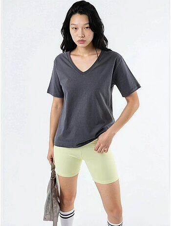 T-shirt de malha lisa com decote em v busem