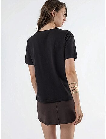T-shirt de malha lisa com decote em v busem