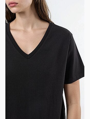 T-shirt de malha lisa com decote em v busem