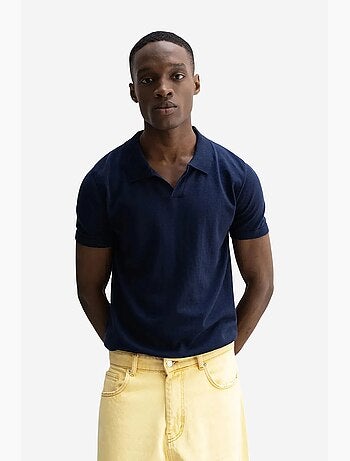 T-shirt de malha lisa com gola polo giesto