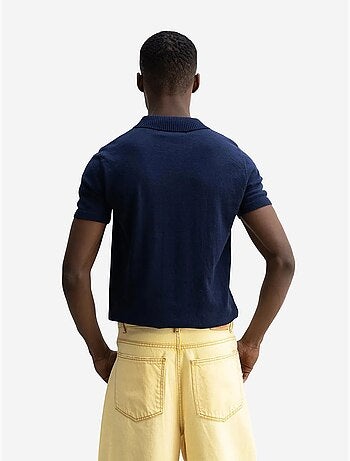 T-shirt de malha lisa com gola polo giesto