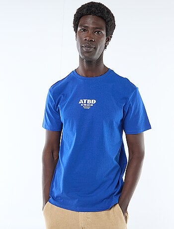 T-shirt de malha manga curta estampado frente e verso