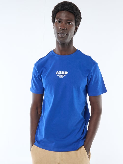 T-shirt de malha manga curta estampado frente e verso - Kiabi