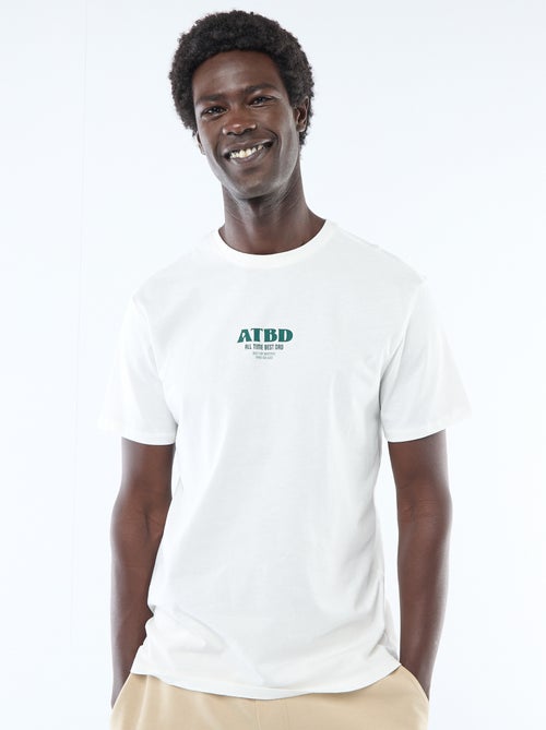 T-shirt de malha manga curta estampado frente e verso - Kiabi