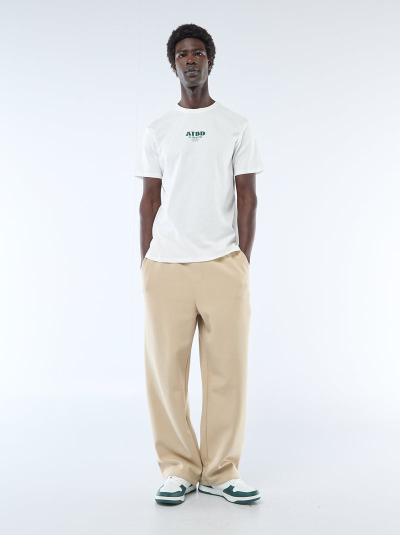 T-shirt de malha manga curta estampado frente e verso Branco - Kiabi