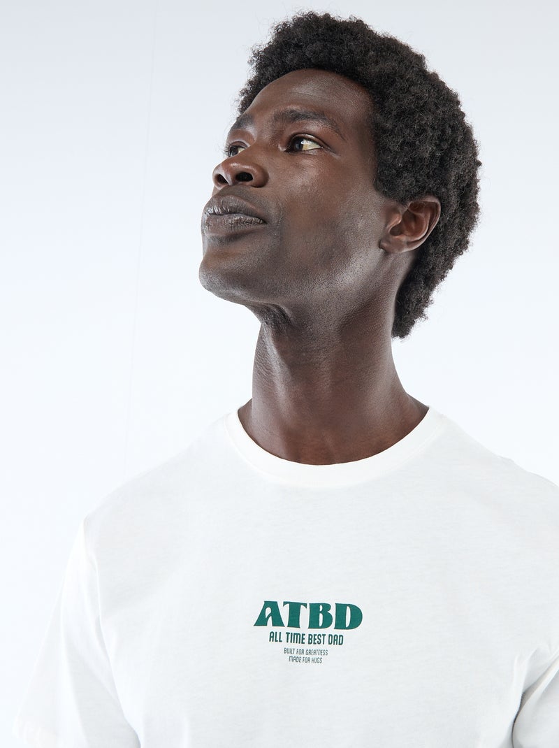 T-shirt de malha manga curta estampado frente e verso Branco - Kiabi