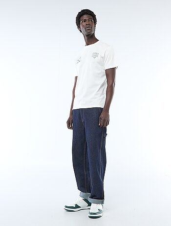 T-shirt de malha manga curta estampado frente e verso