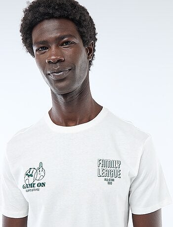 T-shirt de malha manga curta estampado frente e verso