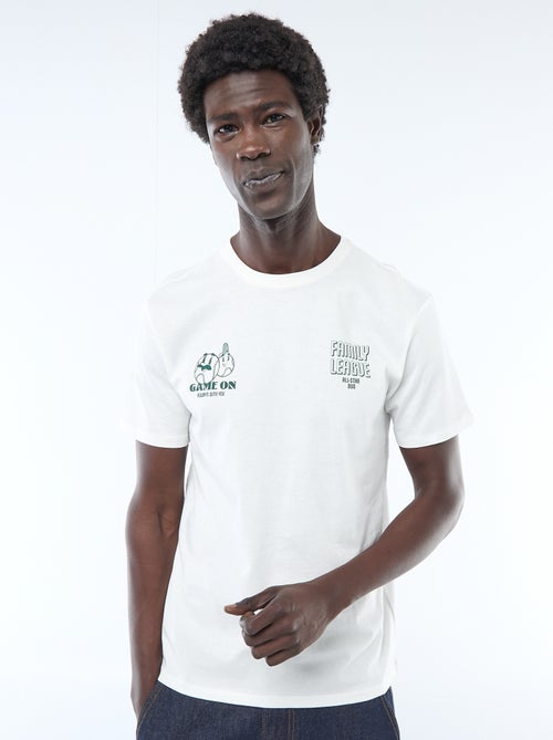 T-shirt de malha manga curta estampado frente e verso - Kiabi