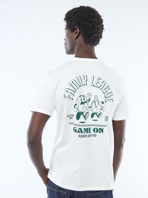 T-shirt de malha manga curta estampado frente e verso - Kiabi