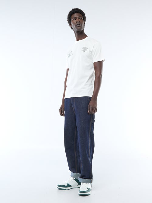 T-shirt de malha manga curta estampado frente e verso - Kiabi