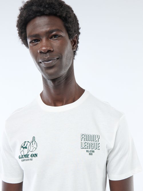 T-shirt de malha manga curta estampado frente e verso - Kiabi