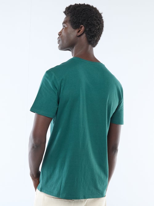 T-shirt de malha manga curta estampado frente e verso - Kiabi