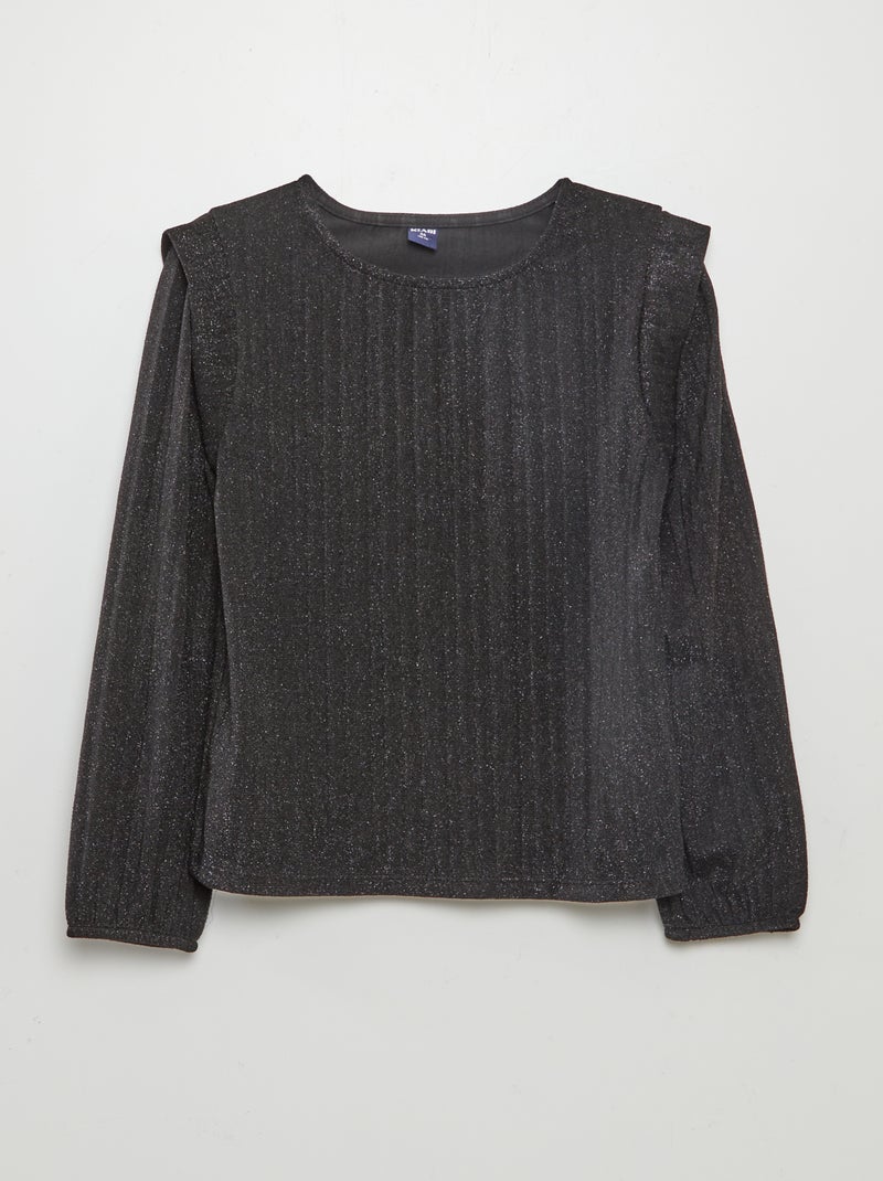 T-shirt de malha matizada Preto - Kiabi