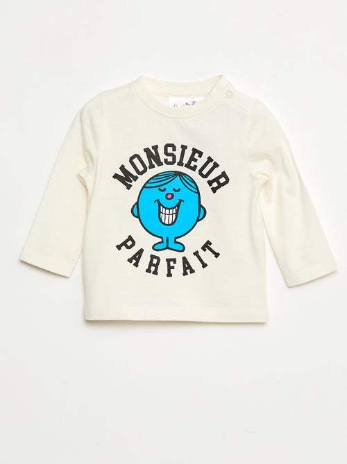 T-shirt de malha 'Monsieur Madame' em algodão - Kiabi