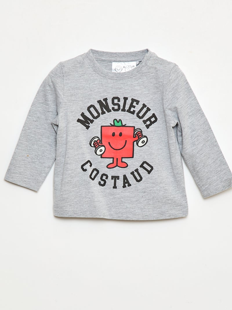 T-shirt de malha 'Monsieur Madame' em algodão Cinza - Kiabi