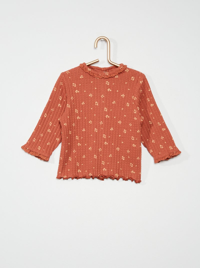 T-shirt de malha nervurada ROSA - Kiabi
