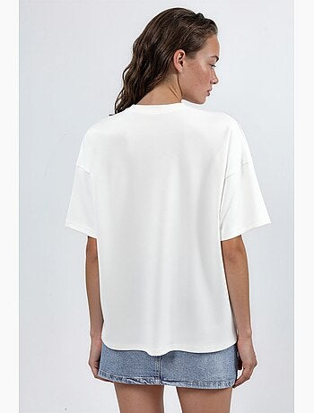 T-shirt de malha oversized com gola redonda e toque de modal hiccup