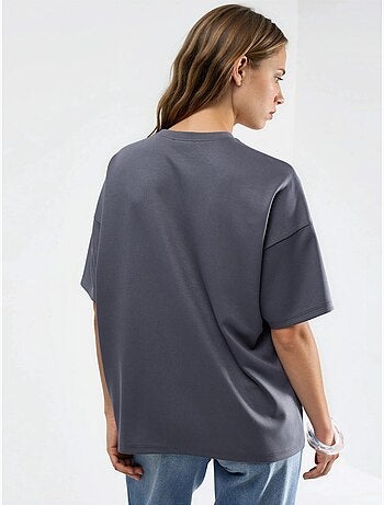 T-shirt de malha oversized com gola redonda e toque de modal hiccup