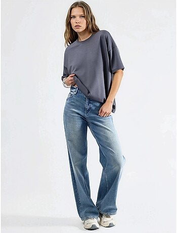 T-shirt de malha oversized com gola redonda e toque de modal hiccup