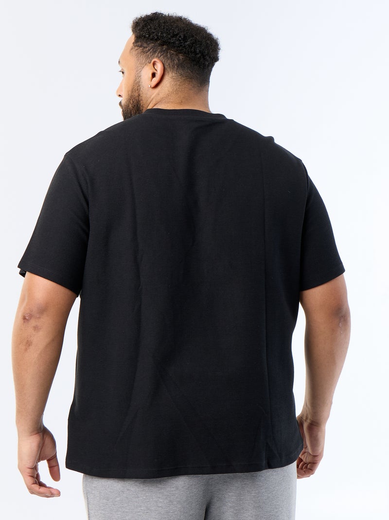 T-shirt de malha piqué de manga curta Preto - Kiabi