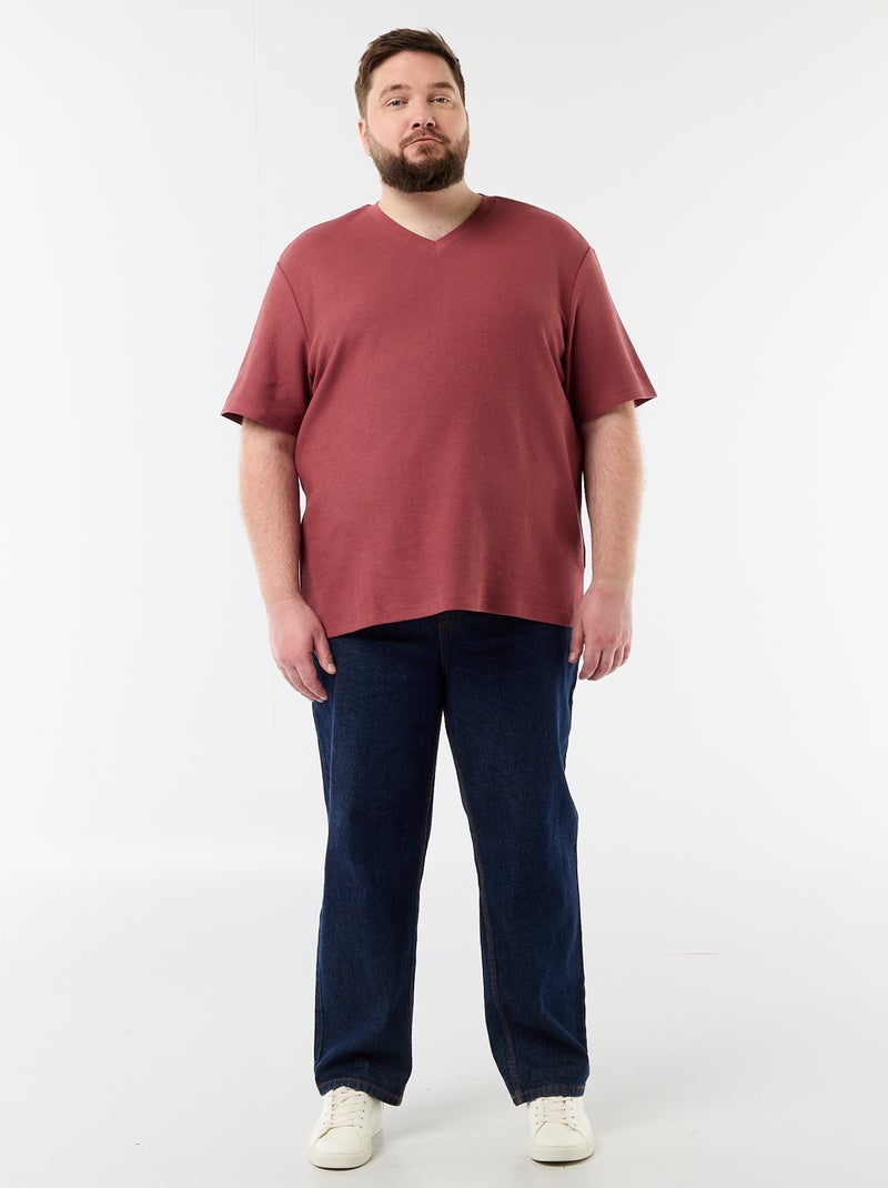 T-shirt de malha piqué de manga curta Vermelho - Kiabi