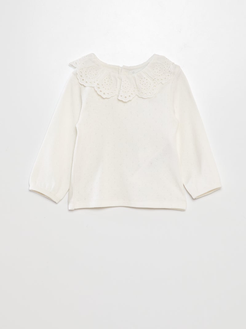 T-shirt de malha pointelle Branco - Kiabi