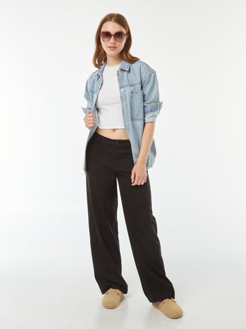 T-shirt de malha pointelle de manga curta - Kiabi