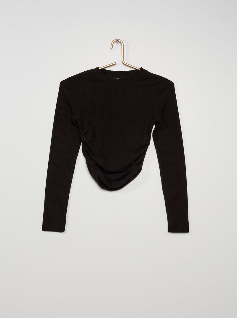 T-shirt de malha suave Preto - Kiabi